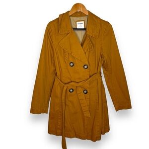 Old Navy Tan Caramel Mustard Belted Twill Trench Coat Utility